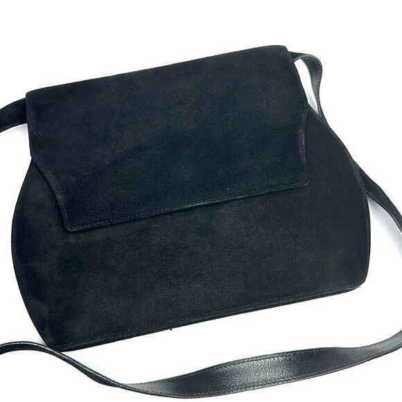 Salvatore Ferragamo Black Suede Purse Shoulder Bag Clutch Vintage Italy - Picture 2 of 14